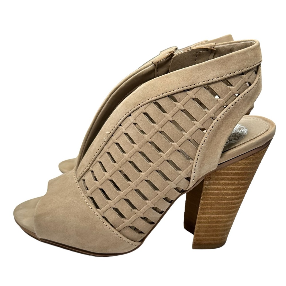 Vince Camuto size 5 grey open toed booties.